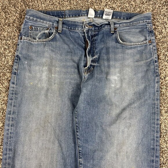 VTG Lucky Brand Dungarees Wide Leg Jeans Baggy Mens 38 Blue Y2K Relax Distressed - Picture 2 of 11